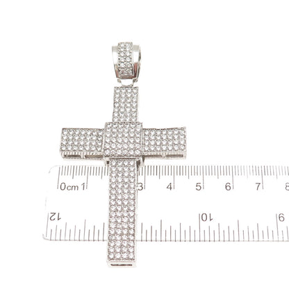 925 Sterling Silver Round-Cut C Z Cross Sparkle Pendant