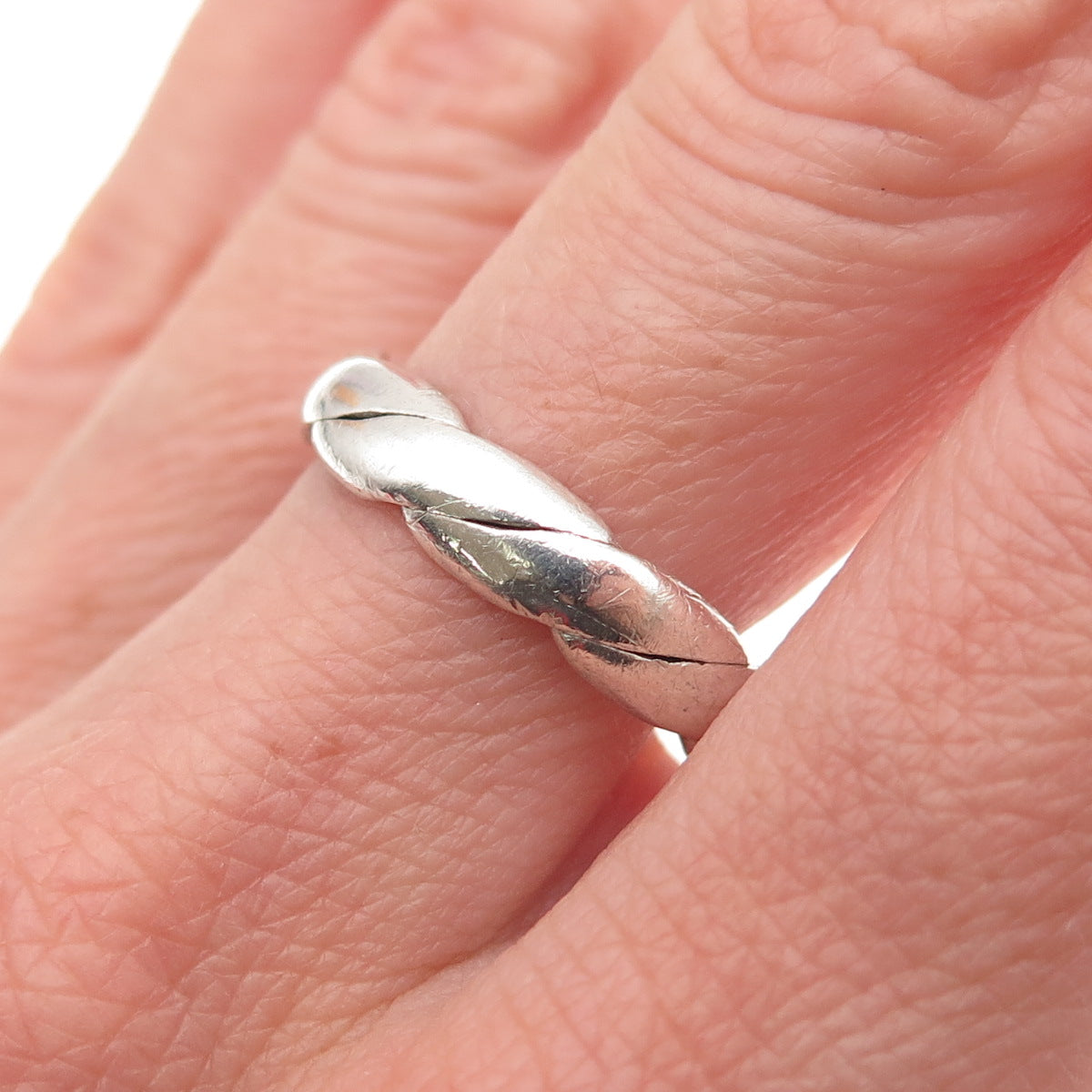 Charles Winston 925 Sterling Silver Vintage Oxidized Twisted Band Ring Size 10