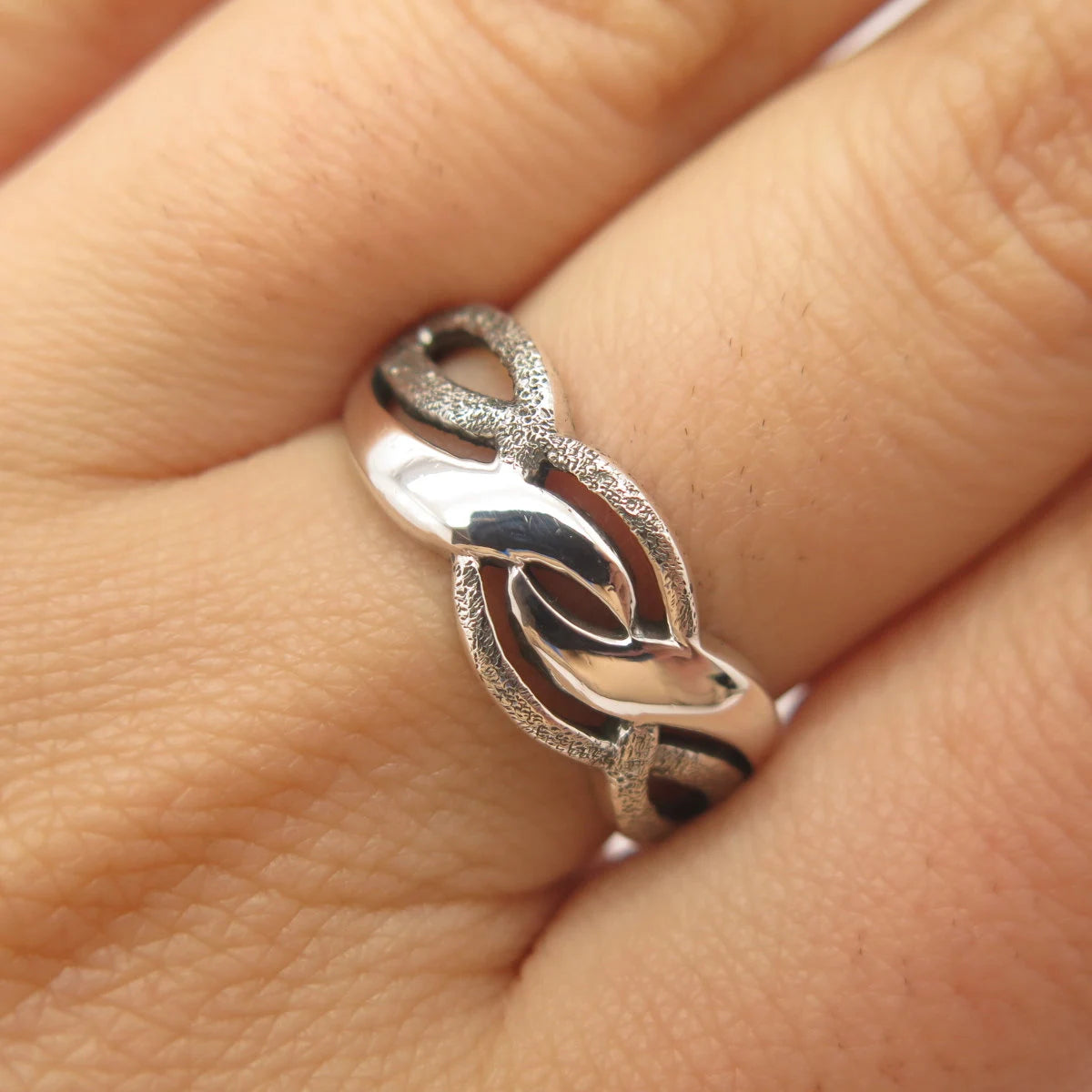 925 Sterling Silver Vintage Braided Ring Size 7 3/4