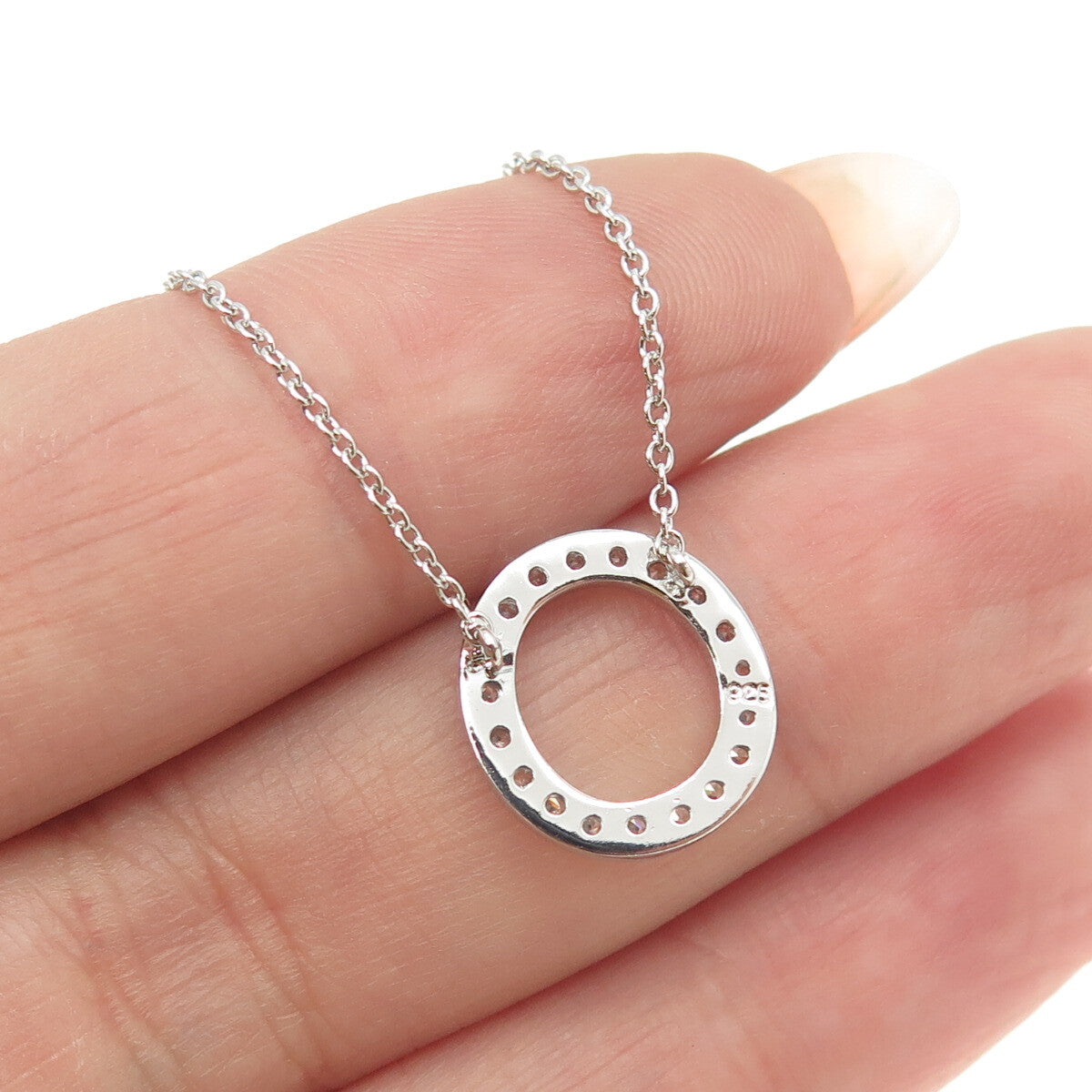 925 Sterling Silver C Z Letter "O" Initial Rolo Chain Necklace 18-20"