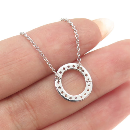 925 Sterling Silver C Z Letter "O" Initial Rolo Chain Necklace 18-20"
