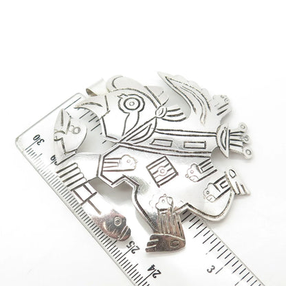925 Sterling Silver Vintage Welsch Peruvian Tribal Bird Hunter Brooch & Pendant