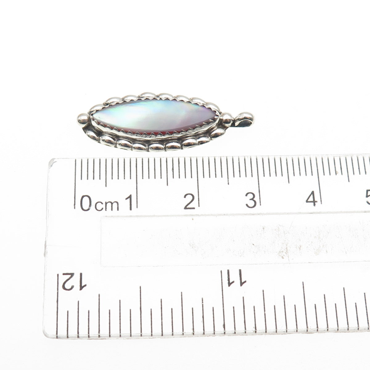 Old Pawn 925 Sterling Silver Vintage Southwestern MOP Tribal Charm Pendant