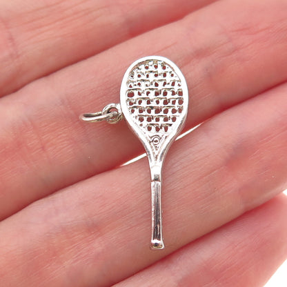 925 Sterling Silver Vintage Tennis Racket Charm Pendant