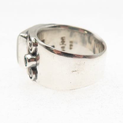 Sajen Sterling Silver Vintage Real Chalcedony & Aquamarine Oxidized Ring Size 8