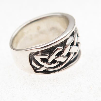 925 Sterling Silver Vintage Celtic Knot Oxidized Ring Size 5.75