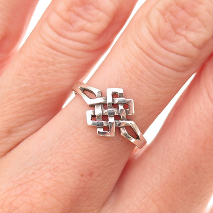 925 Sterling Silver Vintage Celtic Knot Oxidized Ring Size 6.75