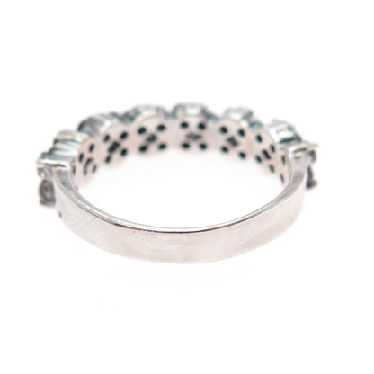 925 Sterling Silver Vintage Round-Cut C Z Half Eternity Band Ring Size 6.5