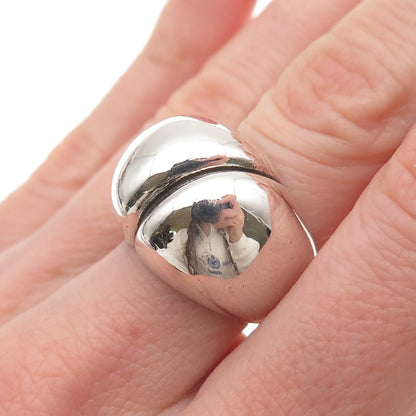 Silver Fox 925 Sterling Vintage Modernist Oxidized Dome Ring Size 6