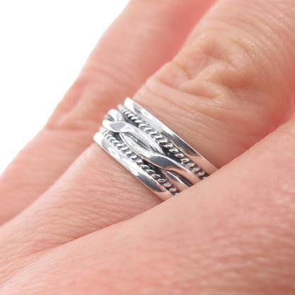925 Sterling Silver Vintage Twisted Oxidized Band Ring Size 7