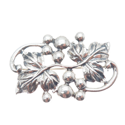 DANECRAFT 925 Sterling Silver Antique Art Deco Floral Leaf Oxidized Pin Brooch