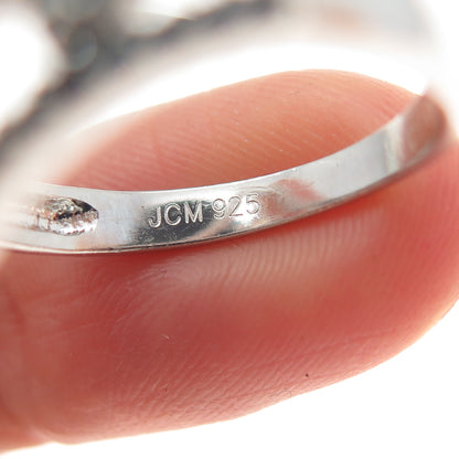 JCM Jacmel Mauritius 925 Sterling Silver Marquise & Round-Cut C Z Ring Size 8.5