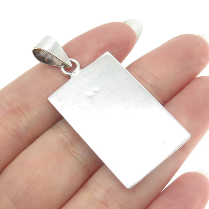 925 Sterling Silver Vintage Real Mother-of-Pearl Modernist Geometric Pendant