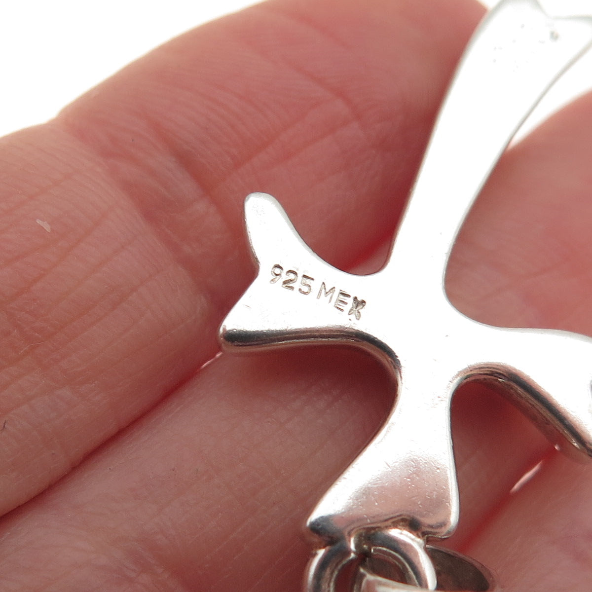 925 Sterling Silver Vintage Mexico Modernist Cross Charm Pendant