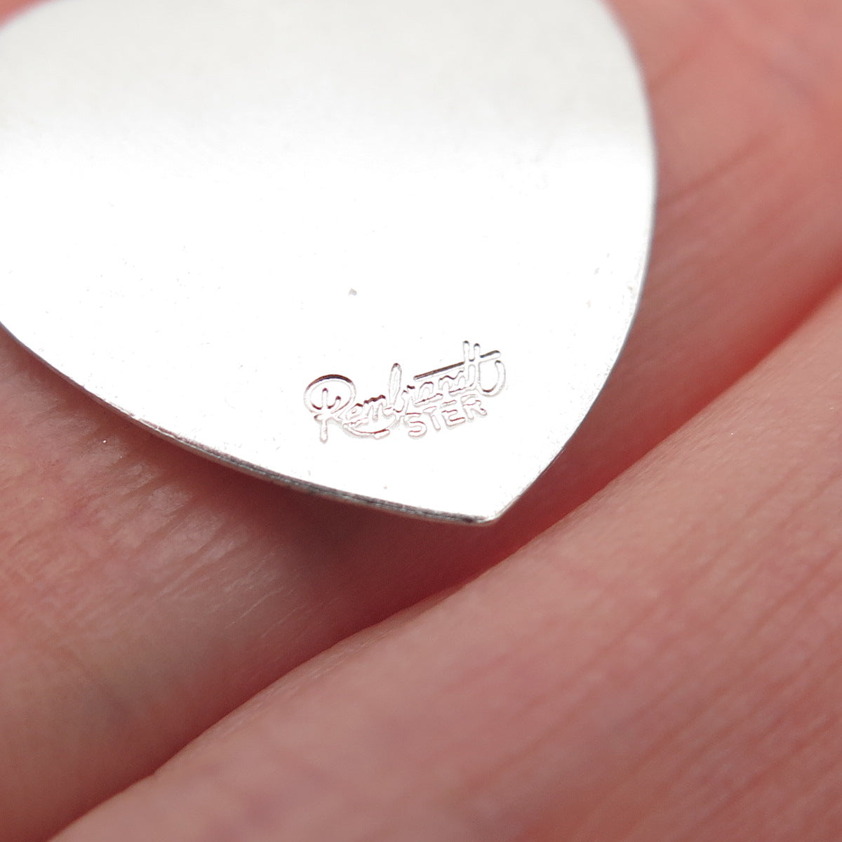 Rembrandt Sterling Silver Vintage Mother We Love You Heart Mini Charm Pendant