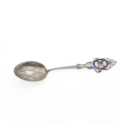 925 Sterling Antique Art Deco Canada Enamel Halifax Coat of Arms Coffee Spoon