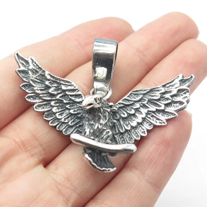 925 Sterling Silver Vintage Hawk Bird Pendant