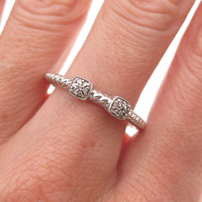925 Sterling Silver Real Round-Cut Diamond Station Ring Size 9.25
