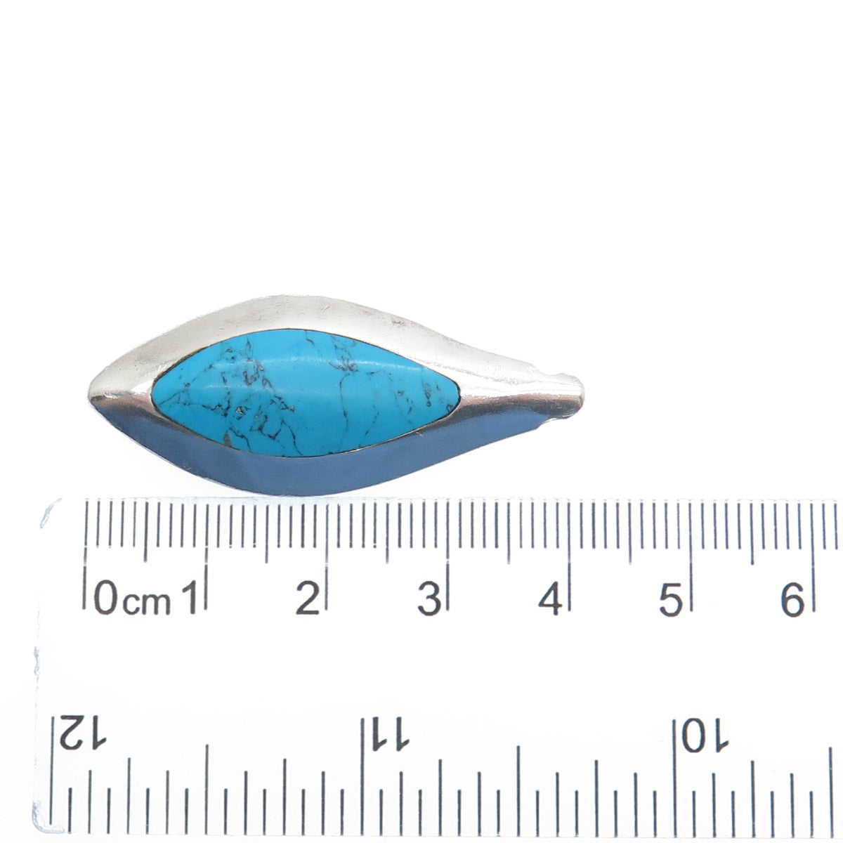925 Sterling Vintage Morenci Turquoise Black Onyx Petal Dual Sided Slide Pendant