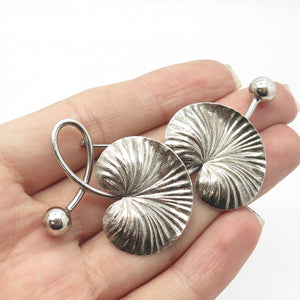 925 Sterling Silver Vintage Binder Brothers Lotus Leaves Pin Brooch