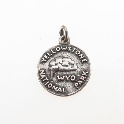 925 Sterling Silver Vintage Yellowstone National Park Mini Charm Pendant