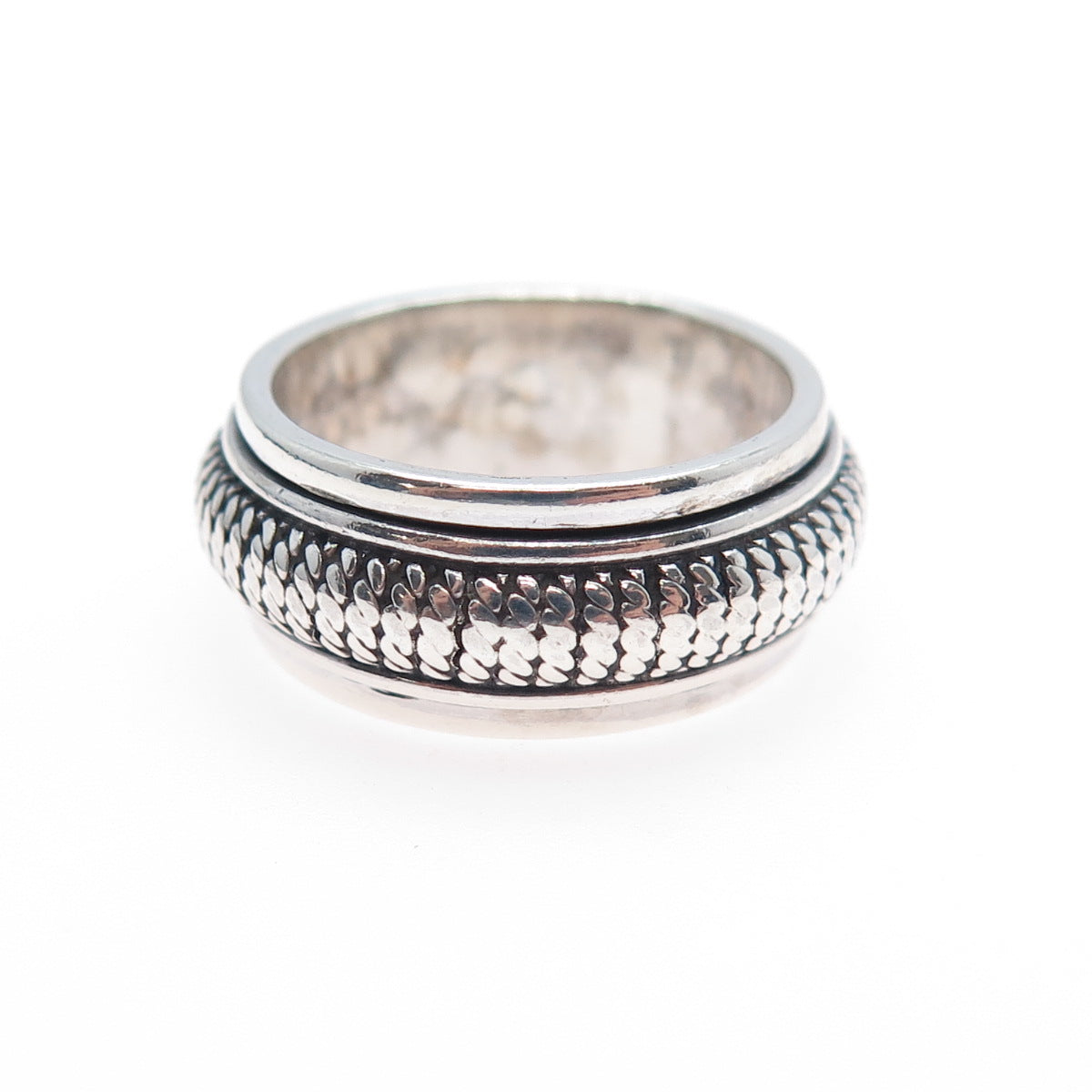 GeoArt 925 Sterling Silver Vintage Oxidized Rotating Band Ring Size 6
