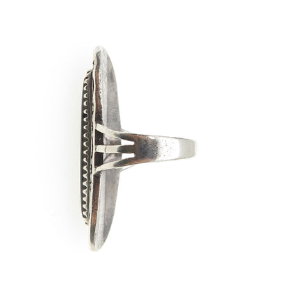 925 Sterling Silver Vintage Southwestern Real Black Onyx Moon & Sun Ring Size 7