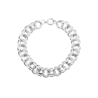 925 Sterling Silver Antique Art Deco Bismark Link Bracelet 7"
