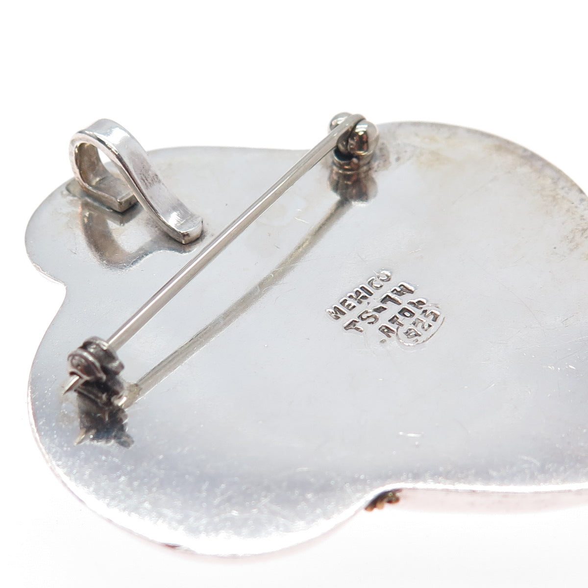 LATON 925 Sterling Silver 2-Tone Vintage Mexico Modernist Pin Brooch / Pendant