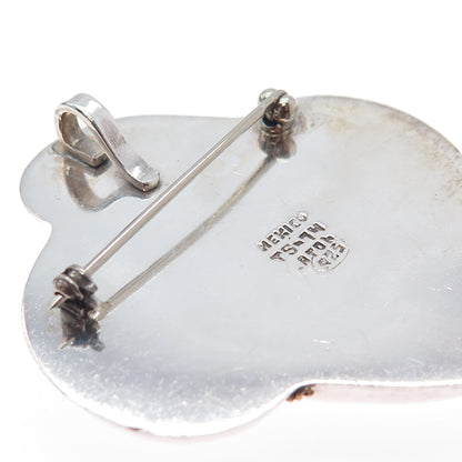 LATON 925 Sterling Silver 2-Tone Vintage Mexico Modernist Pin Brooch / Pendant