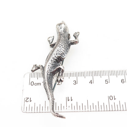925 Sterling Silver Vintage Lizard Oxidized Pin Brooch