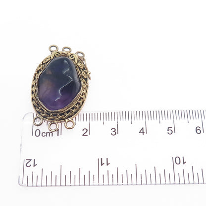 925 Sterling Silver Gold Plated Antique Amethyst Bracelet / Necklace Box Lock