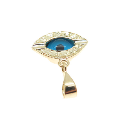 14K Yellow Gold Enamel Diamond-Cut Evil's Eye Amulet Minimalist Charm Pendant