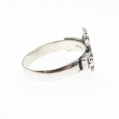 925 Sterling Silver Vintage Celtic Cross Oxidized Ring Size 8