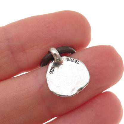 Silpada 925 Sterling Silver Vintage Brown Leather Prairie Girl Disc Earrings