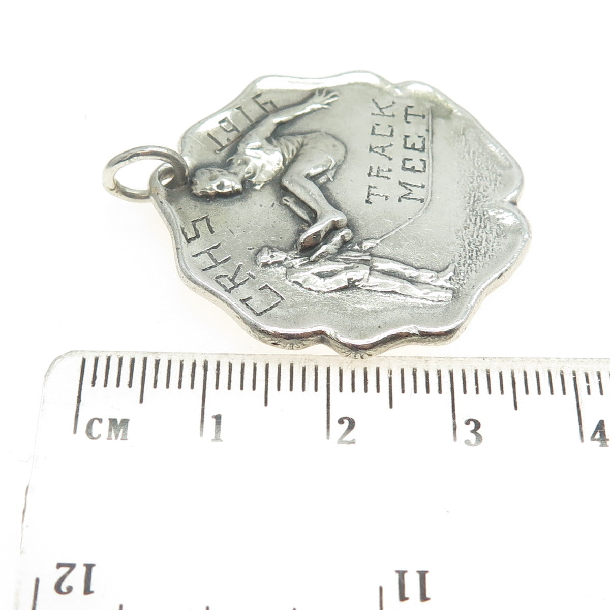 ROBBINS CO. ATTLEBORO Sterling Silver Antique 1916 Broad Jump Track Meet Pendant