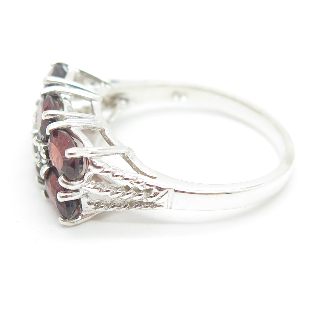 JED Joseph Demarco 925 Sterling Silver Vintage Real Garnet & C Z Ring Size 9.25