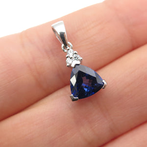 JH YOUNG 925 Sterling Silver Blue & White C Z Mini Charm Pendant