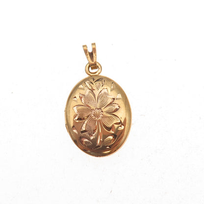 Gold Filled Vintage Floral Locket Charm Pendant