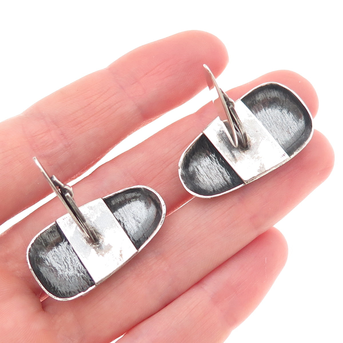 Orno 800 Silver Vintage Poland Modernist Oxidized Cufflinks