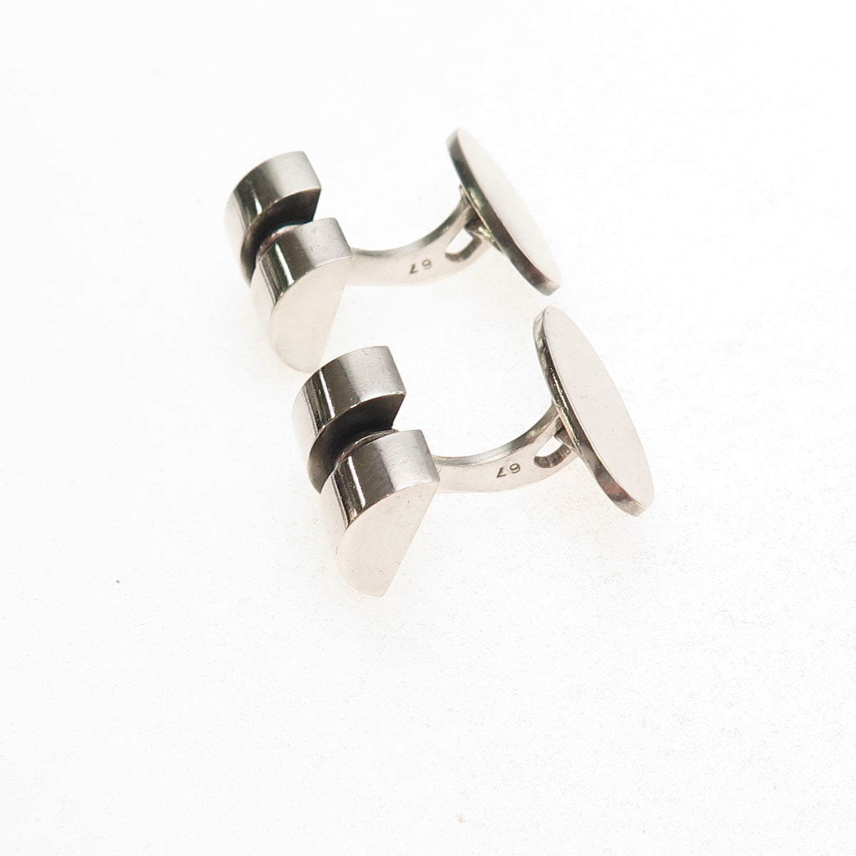 Georg Jensen 925S Sterling Silver Vintage Denmark Modernist Cufflinks #67