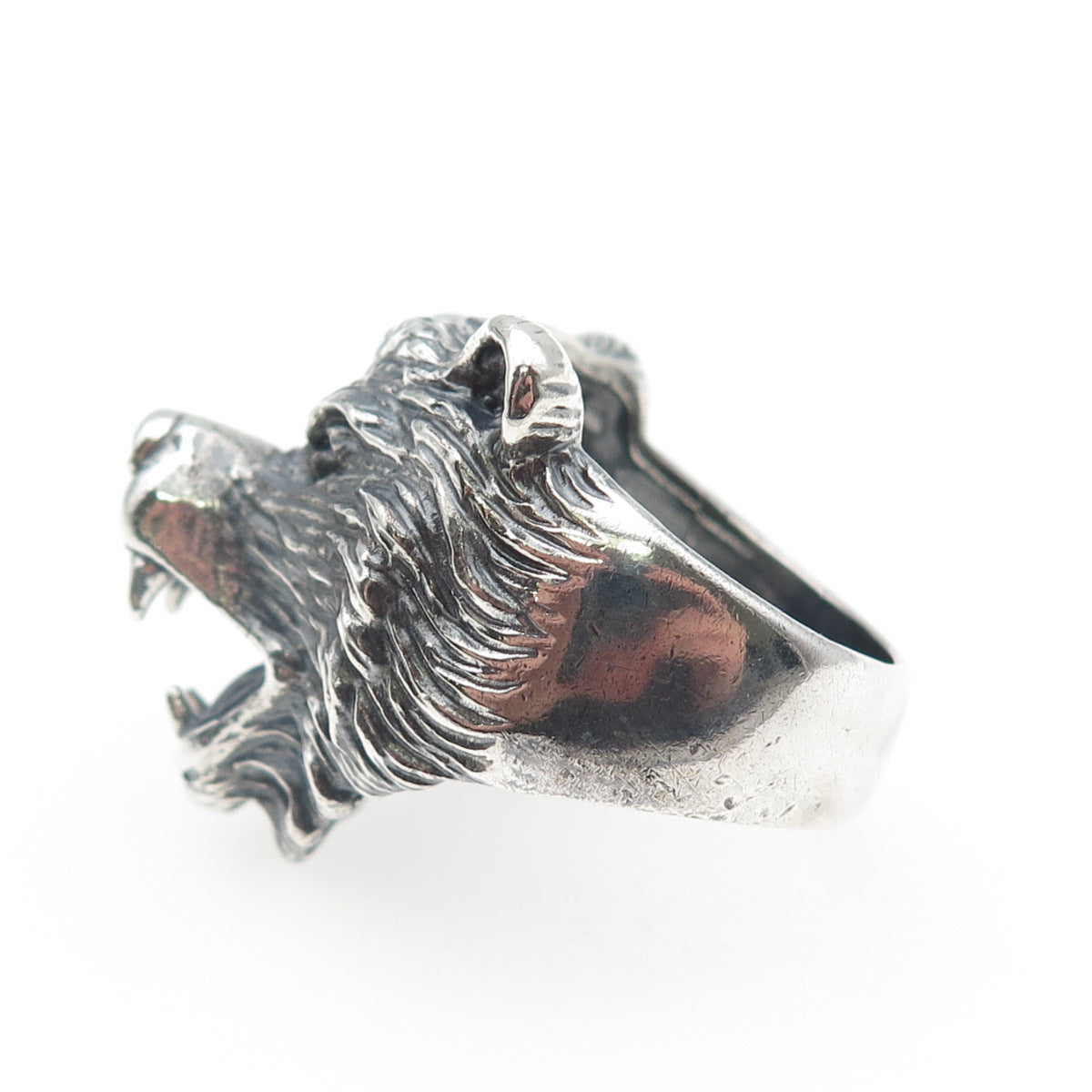 925 Sterling Silver Vintage Grizzly Bear Oxidized Ring Size 10