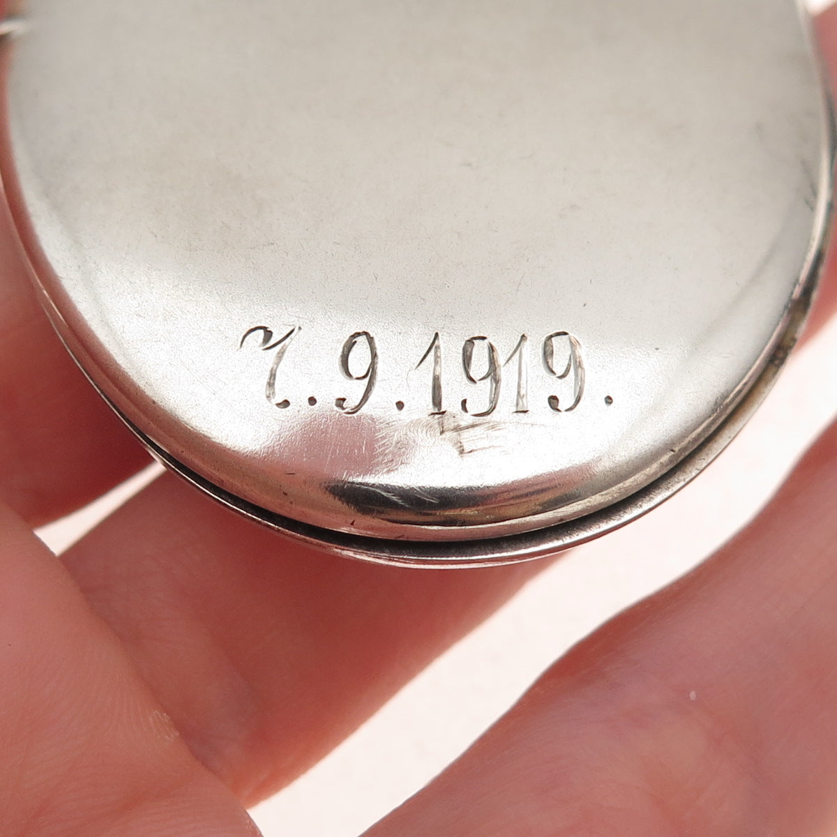 925 Sterling Silver Antique Art Deco Engraved EH Monogram Locket Pendant