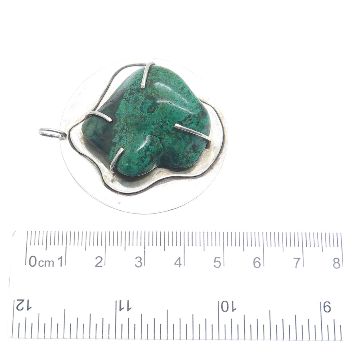 SAJA 925 Sterling Silver Vintage Real Chrysocolla Modernist Pendant