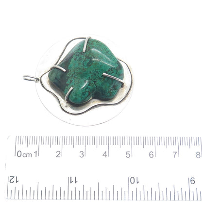 SAJA 925 Sterling Silver Vintage Real Chrysocolla Modernist Pendant