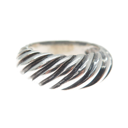 925 Sterling Silver Vintage Ribbed Dome Oxidized Ring Size 6.75