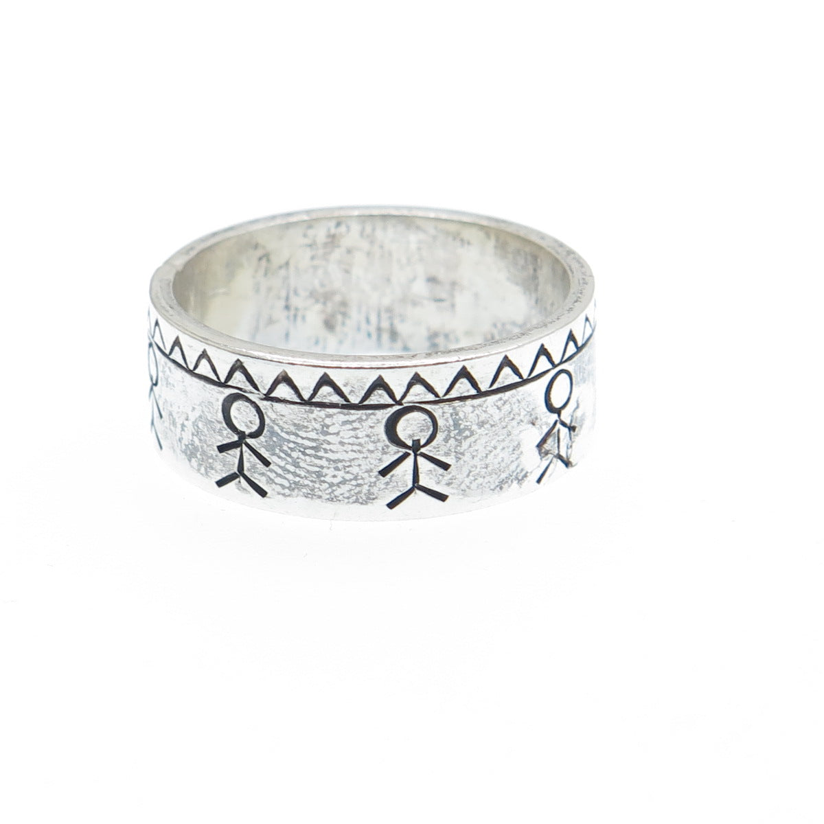 925 Sterling Silver Vintage Tribal Oxidized Band Ring Size 7
