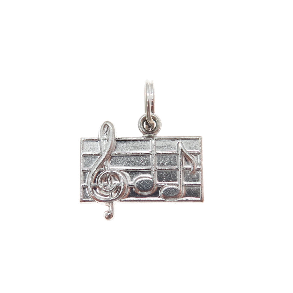 WELLS Sterling Silver Vintage Treble Clef Music Notes Minimalist Charm Pendant