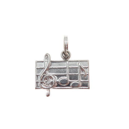 WELLS Sterling Silver Vintage Treble Clef Music Notes Minimalist Charm Pendant