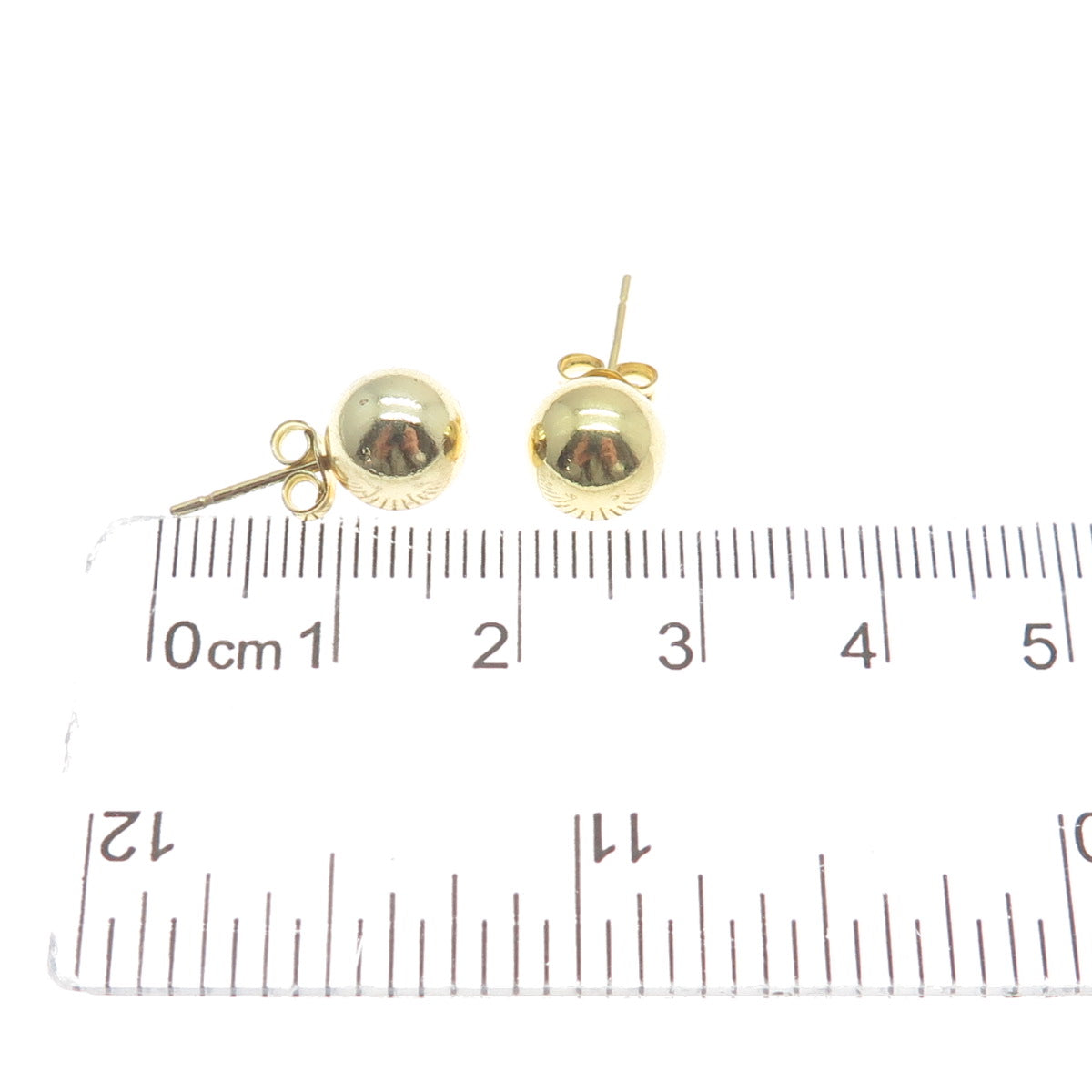 925 Sterling Silver Gold Plated 8mm Ball Stud Earrings